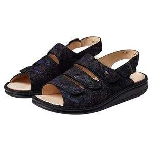 Finn Comfort Womens Sylt Sandal EU 37 US 6.5-7M Black Multicolor Leather EUC